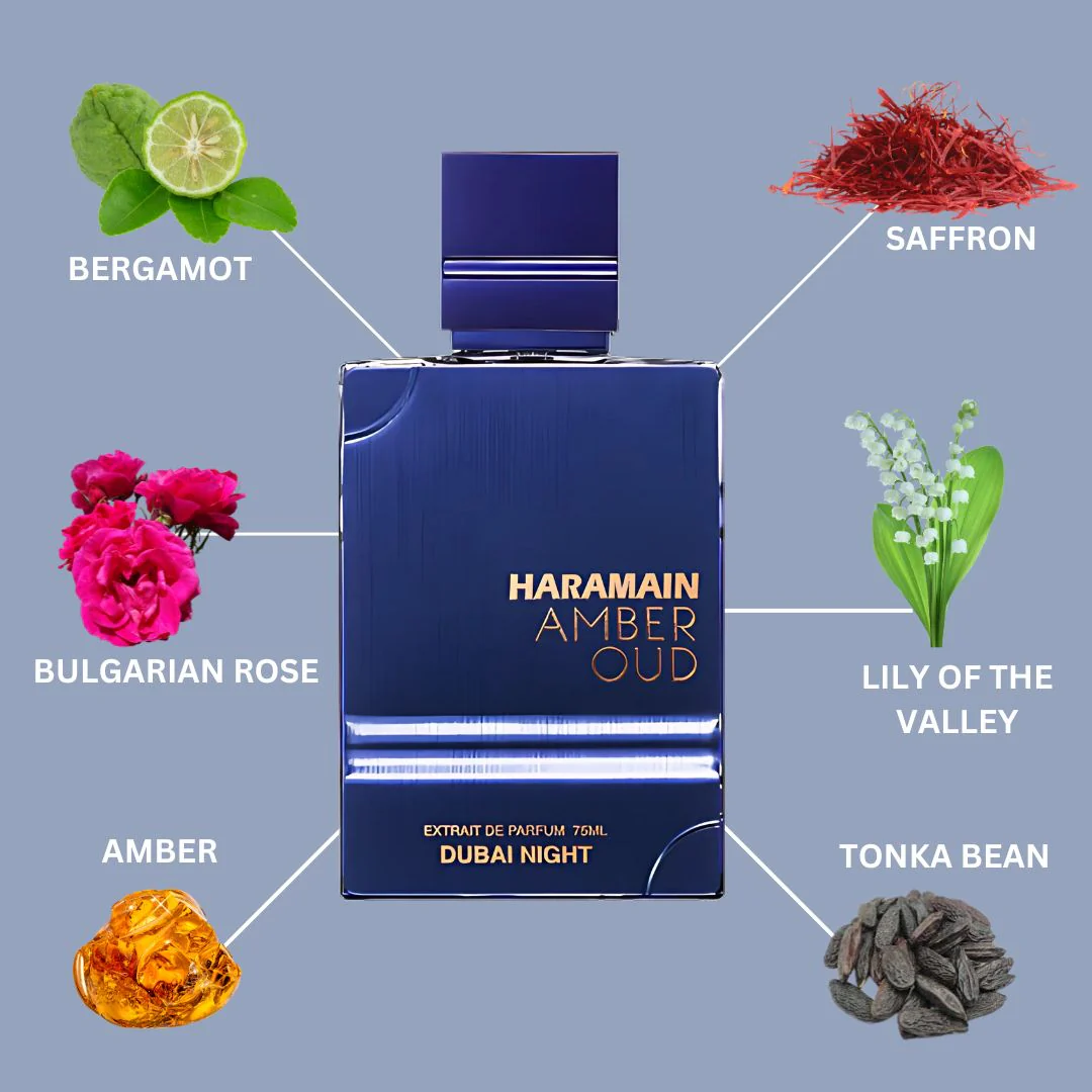 Amber Oud Dubai Night Extrait De Parfum Spray 75ML (2.5 OZ) by Al Haramain | A Fusion of Spice, Florals & Warm Woods. - Image 3