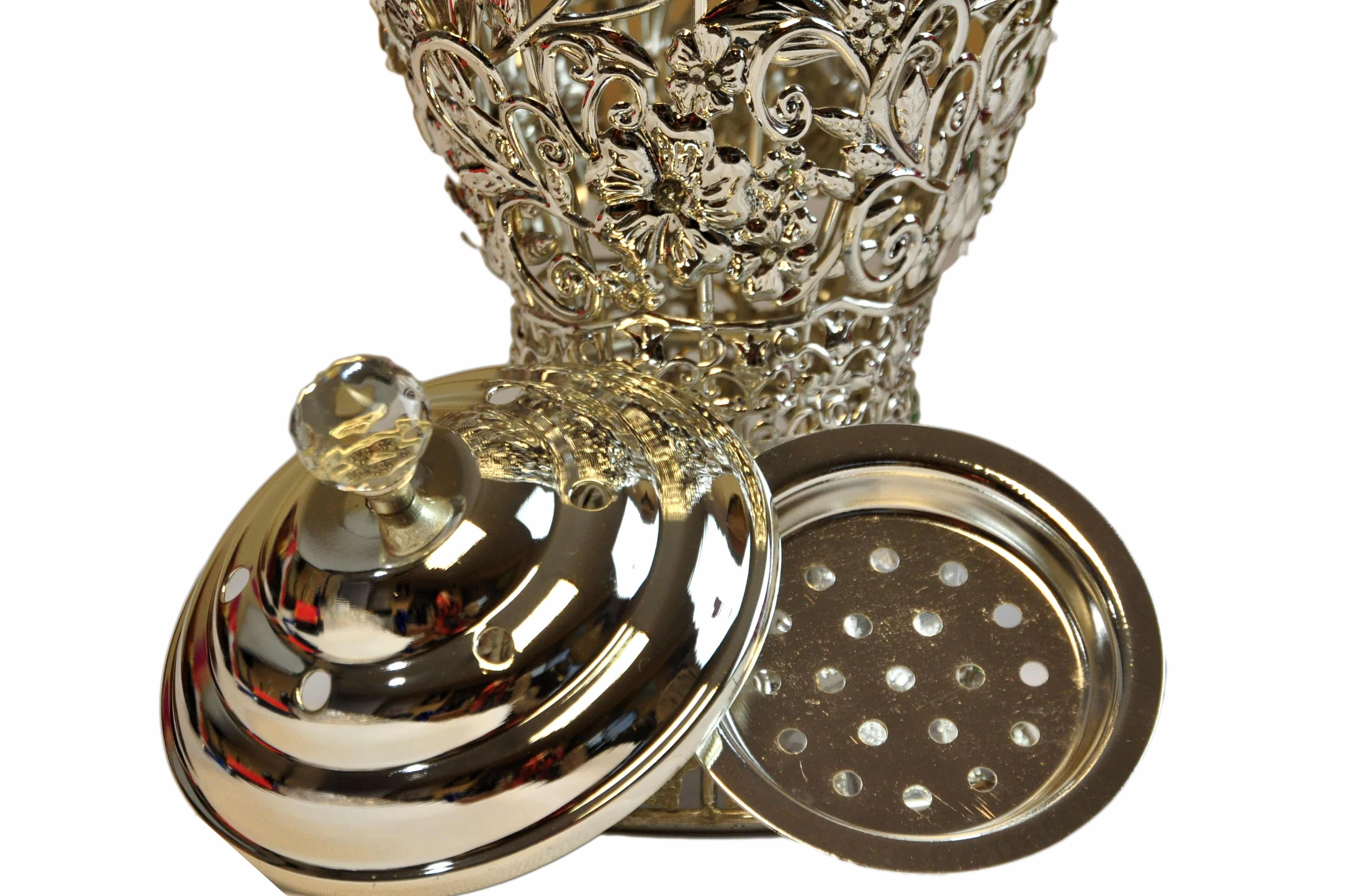 Arab Incense Bakhoor Burner - 10 inch Silver by Intense Oud - Image 3