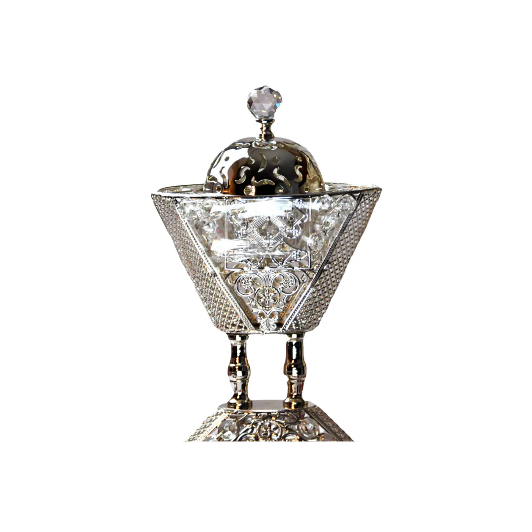 Arab Incense Bakhoor Burner - 9 inch Silver by Intense Oud