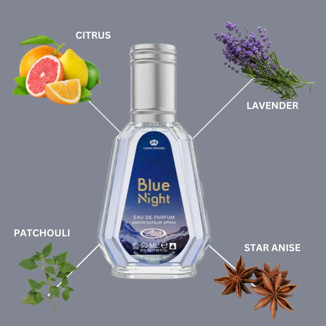 Blue Night Eau De Parfum Spray 50ML (1.7 OZ) By Al Rehab | A Fresh Citrus Burst Followed By Calming Lavender & A Woody Base. - Image 4