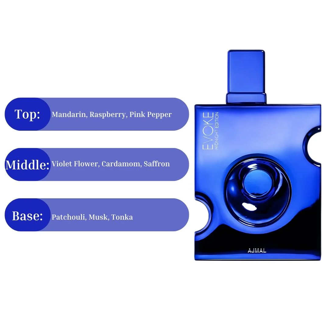 Evoke Midnight For Him EDP Spray 90ML (3 OZ) by AJMAL | Long Lasting, Luxurious, Unforgettable Fragrances. - Image 4