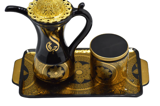 Glossy Arabic Design Royal Bakhoor Tea Set - Black | Intense Oud - Image 4