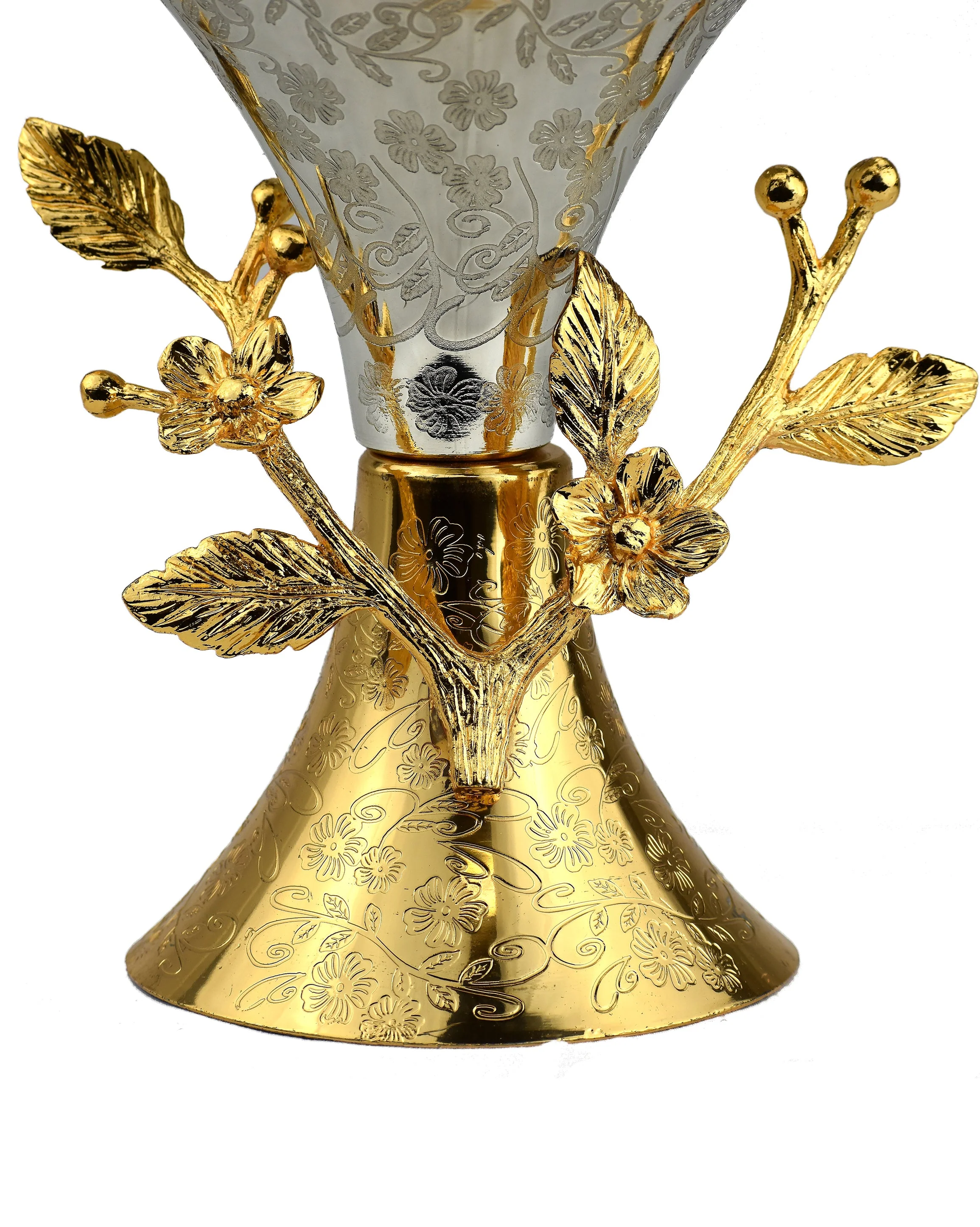 Lamp Style Flower Designs Closed Bakhoor/Incense Burner with Bird Lid - 8 Inch - Image 2