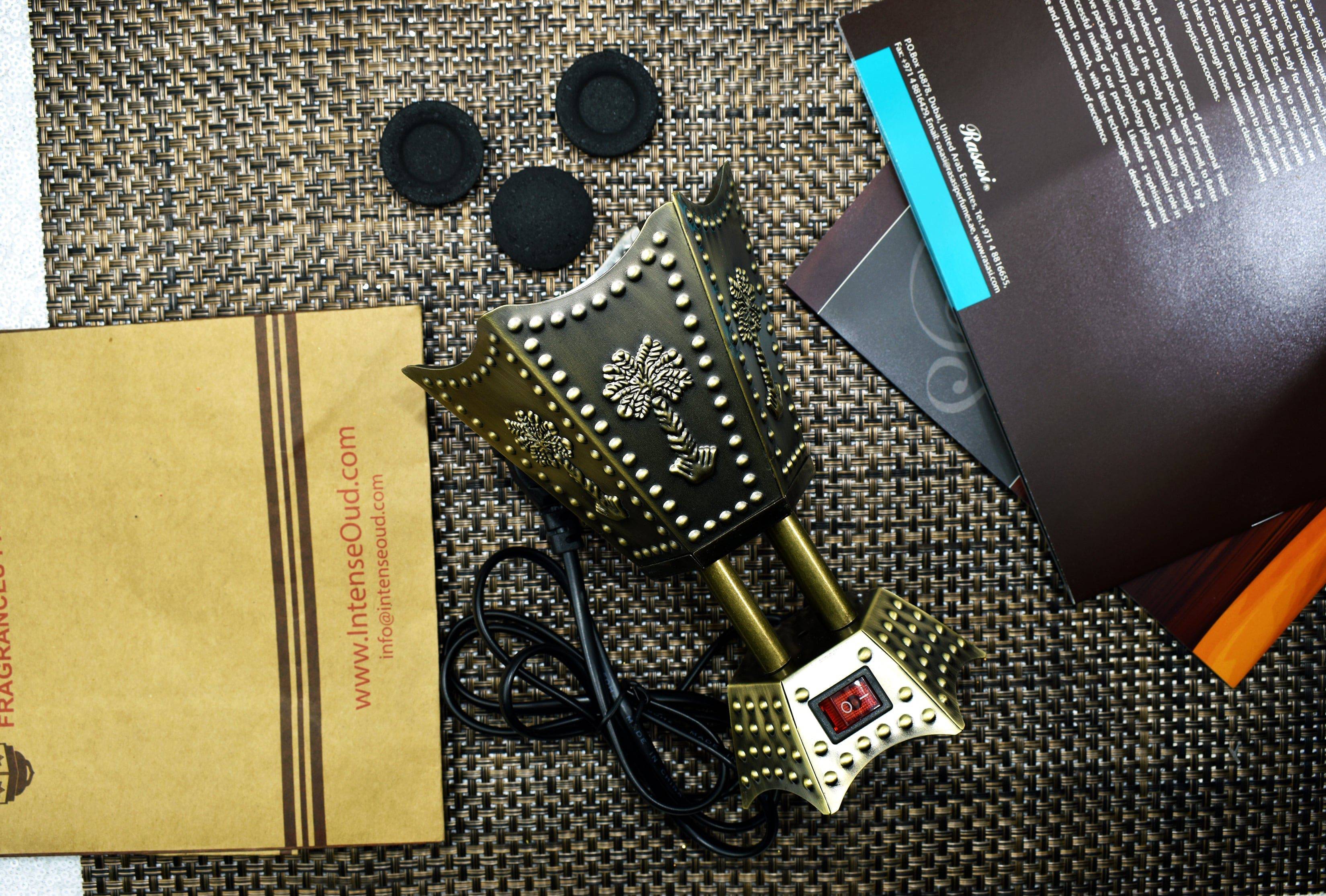 Metalic Studded Hexagon Shaped Electric Incense Bakhoor Burner by Intense Oud - Image 6