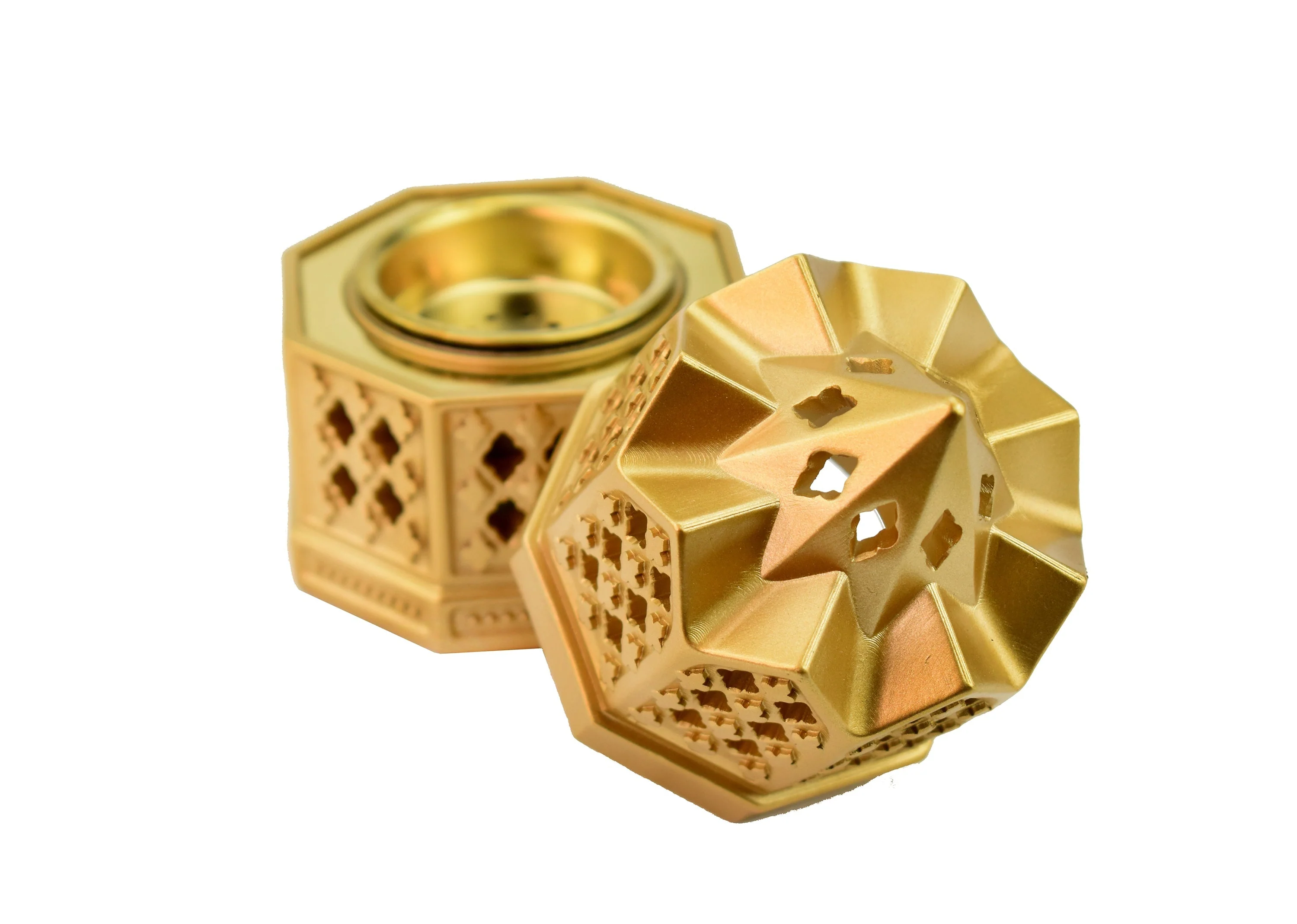 Minaret Style Closed Incense Bakhoor Burner - Gold - Image 3