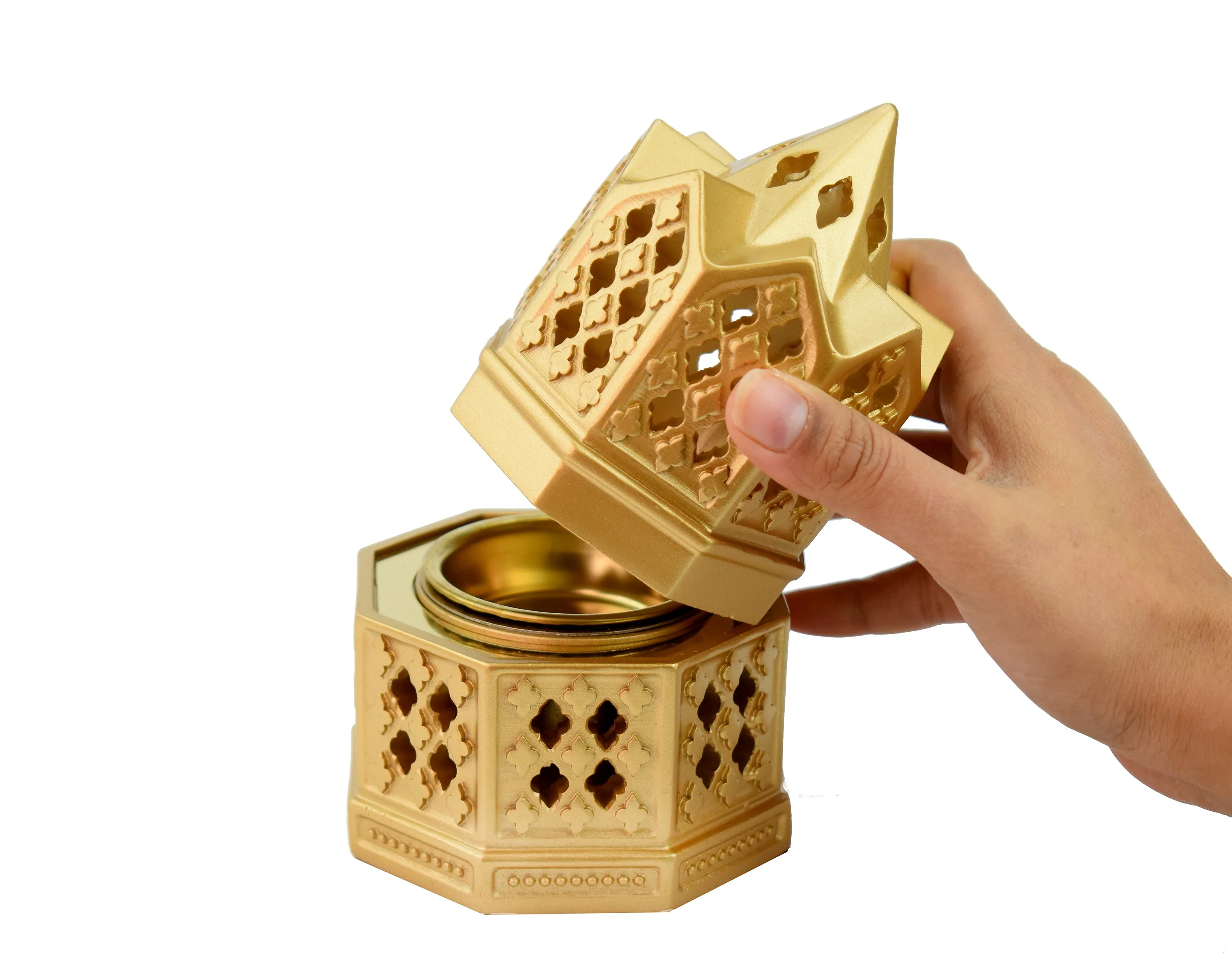 Minaret Style Closed Incense Bakhoor Burner - Gold - Image 5