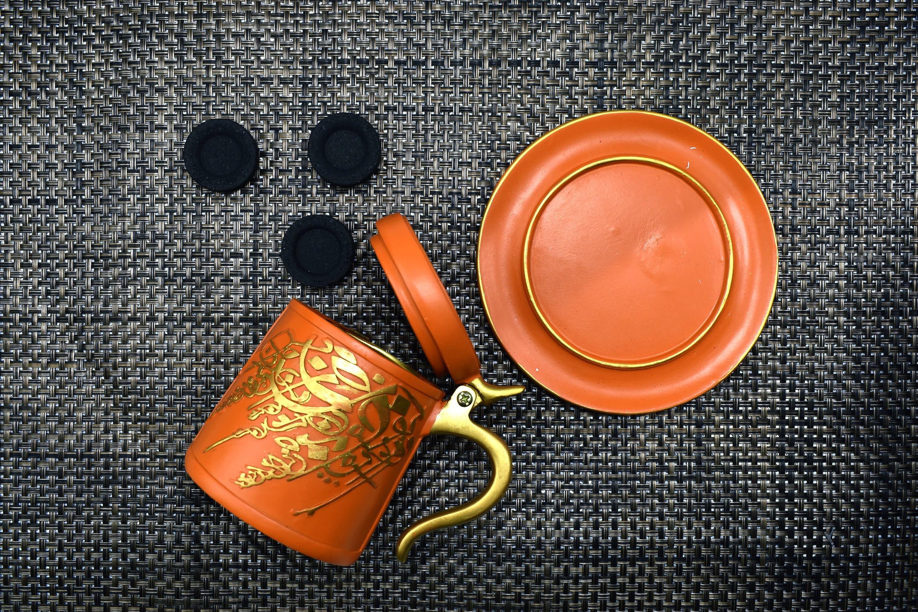 Tea Cup Style Closed Incense Bakhoor Burner - Orange - Image 5