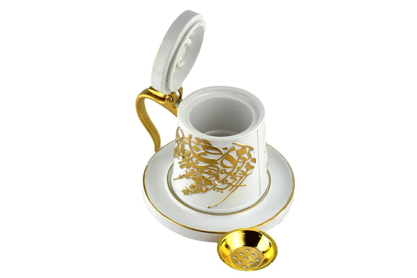Tea Cup Style Closed Incense Bakhoor Burner - White - Image 3