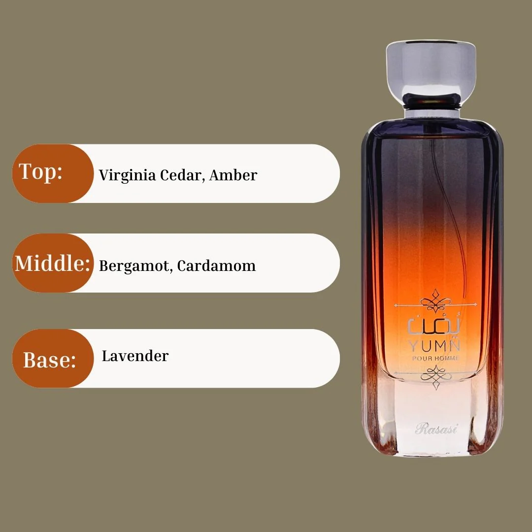Yumn Pour Homme EDP Spray 100ML (3.38 OZ) by Rasasi | Long Lasting, Warm Spicy, Refreshing, Luxurious Masculine Scent. - Image 4